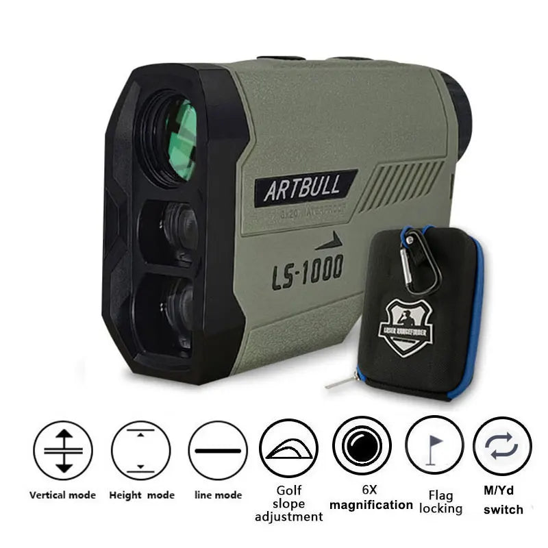 Golf Laser Rangefinder, Telescope with Flag-Lock Slope Pin Distance Meter for Hunting Monocular