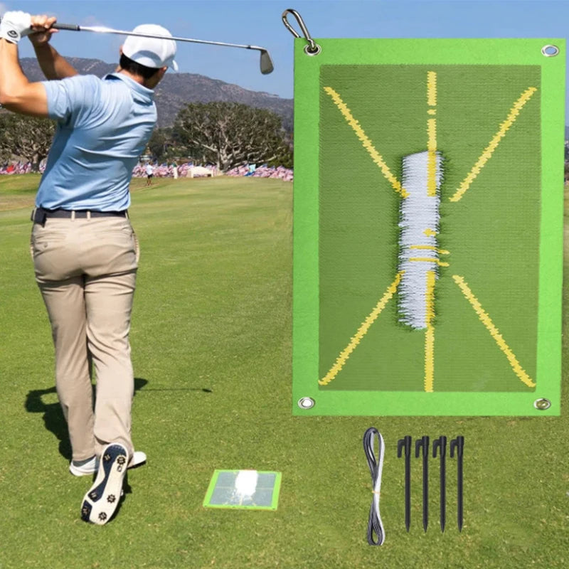 Tapete de práctica de Golf para interiores y exteriores, alfombrilla auxiliar de entrenamiento para mejorar tu juego. Incluye 4 clavos para el suelo y 1 gancho