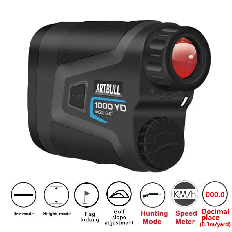 Golf Laser Rangefinder, Telescope with Flag-Lock Slope Pin Distance Meter for Hunting Monocular